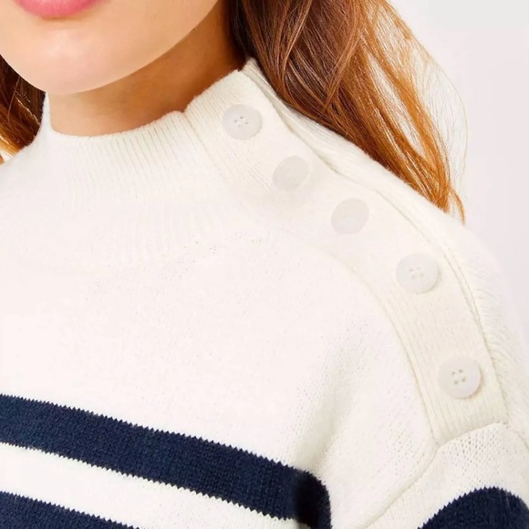 NWT Loft Stripes Button Shoulder Sweater - Picture 3 of 10